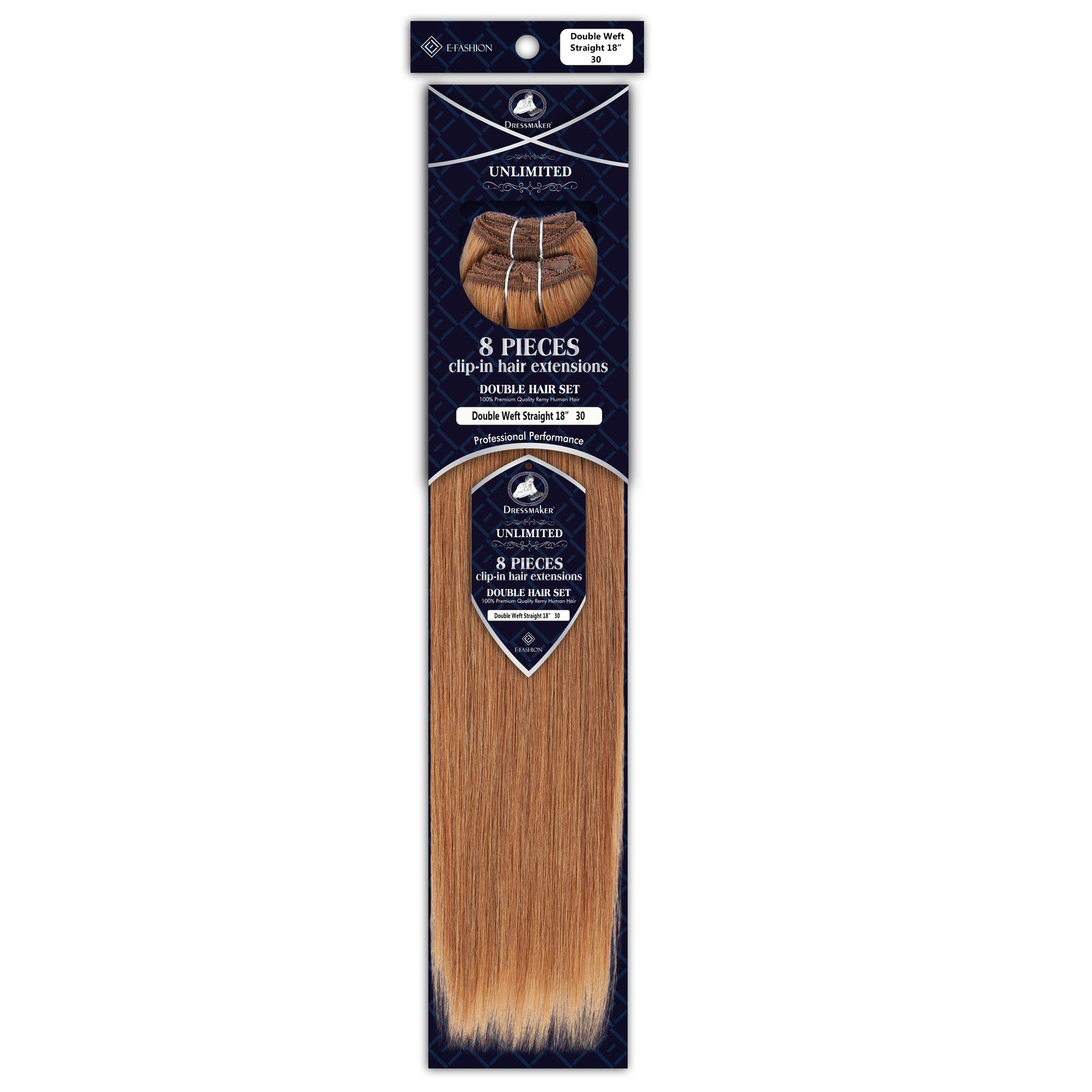 Dressmaker 8-Piece 18" Clip-In Hair Extensions Double Weft Straight
