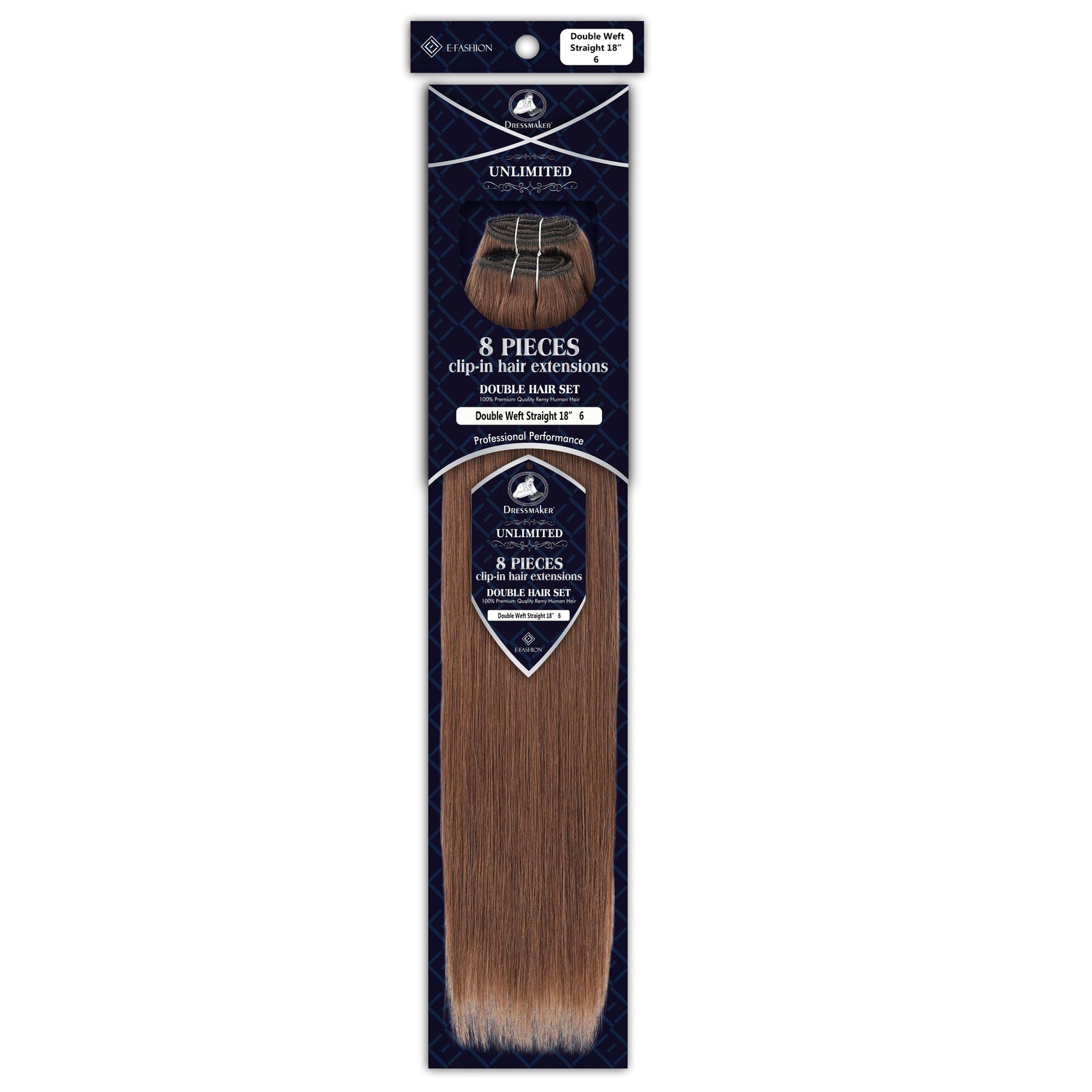 Dressmaker 8-Piece 18" Clip-In Hair Extensions Double Weft Straight