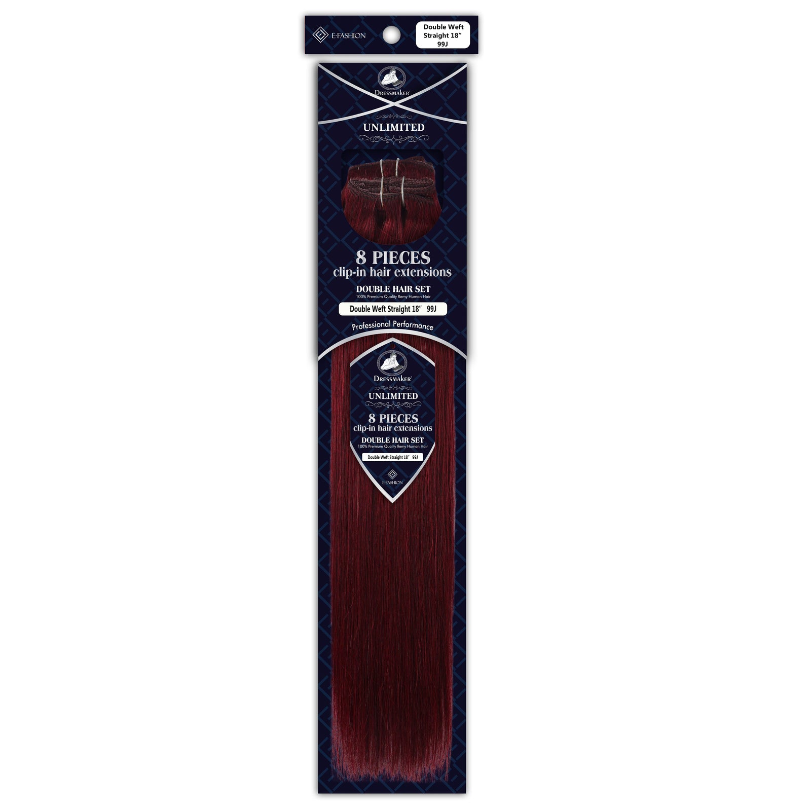 Dressmaker 8-Piece 18" Clip-In Hair Extensions Double Weft Straight