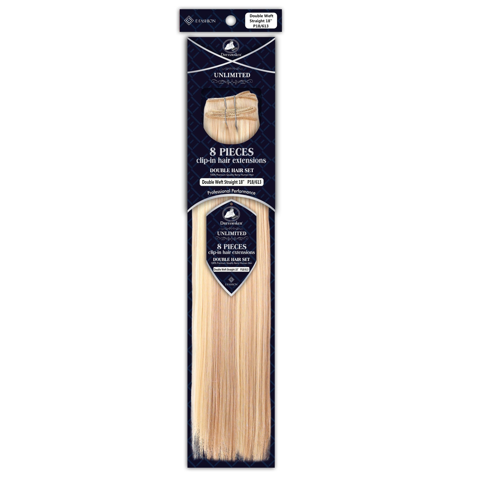 Dressmaker 8-Piece 18" Clip-In Hair Extensions Double Weft Straight