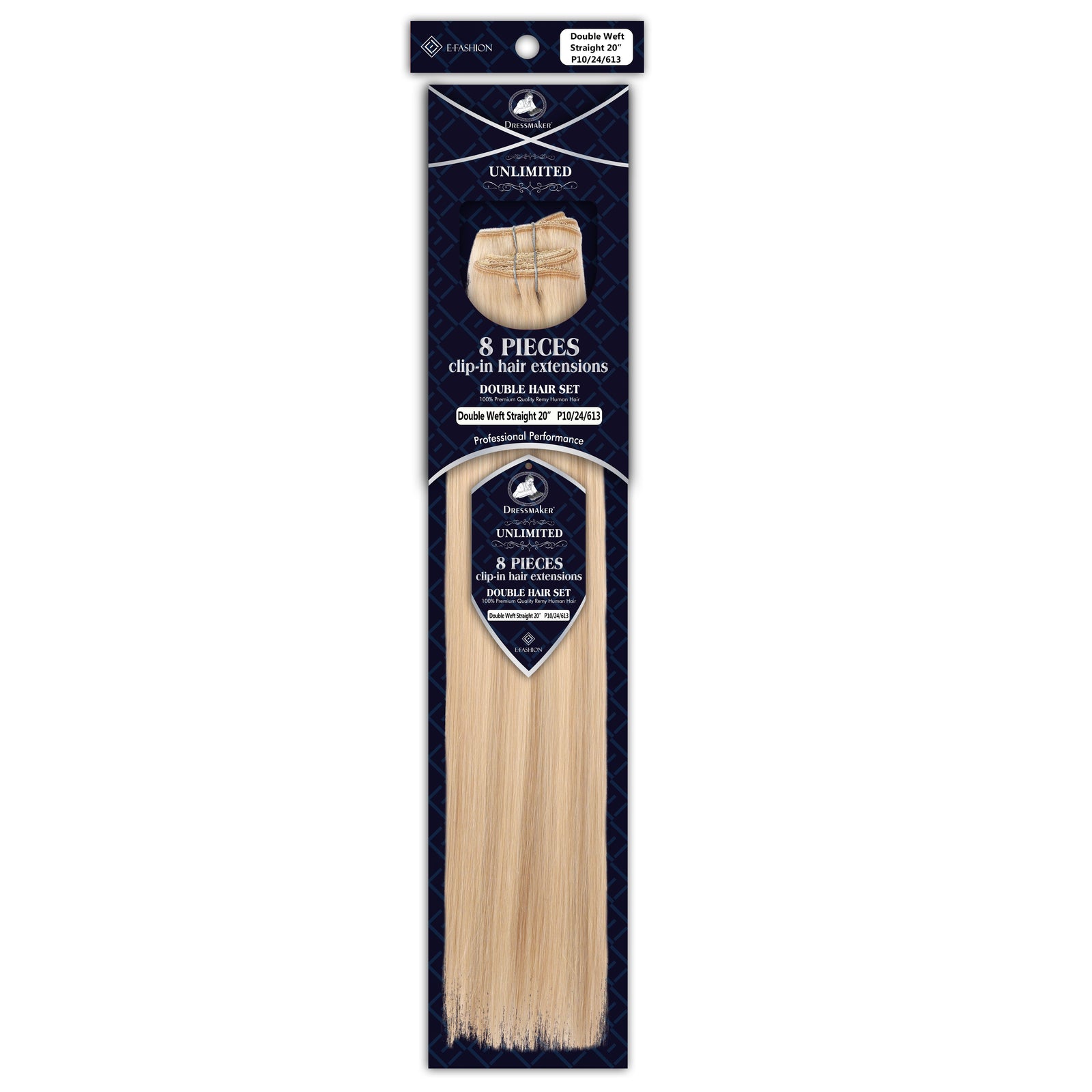 Dressmaker 8-Piece 20" Clip-In Hair Extensions Double Weft Straight