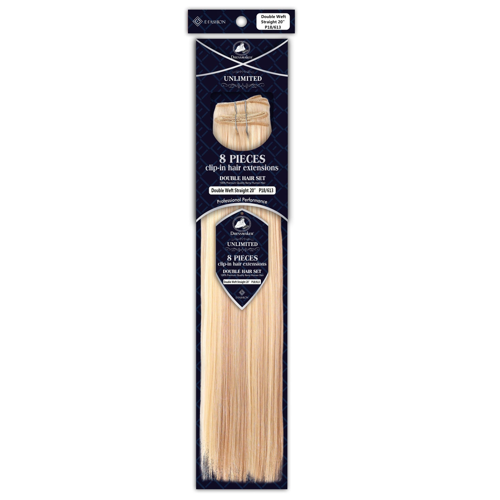 Dressmaker 8-Piece 20" Clip-In Hair Extensions Double Weft Straight