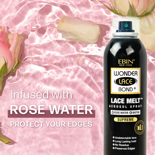Ebin New York Wonder Lace Bond Lace Melt Aerosol Spray Rosewater 180ml