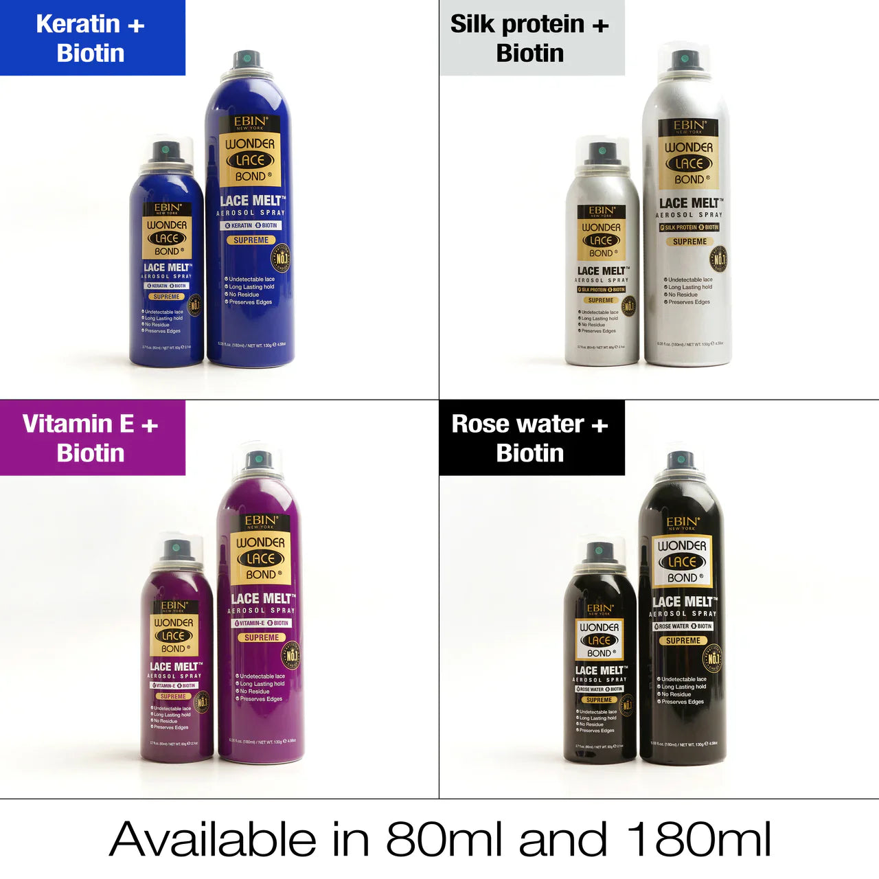 Ebin Wonder Lace Bond Lace Melt Aerosol Spray Silk Protein 80ml