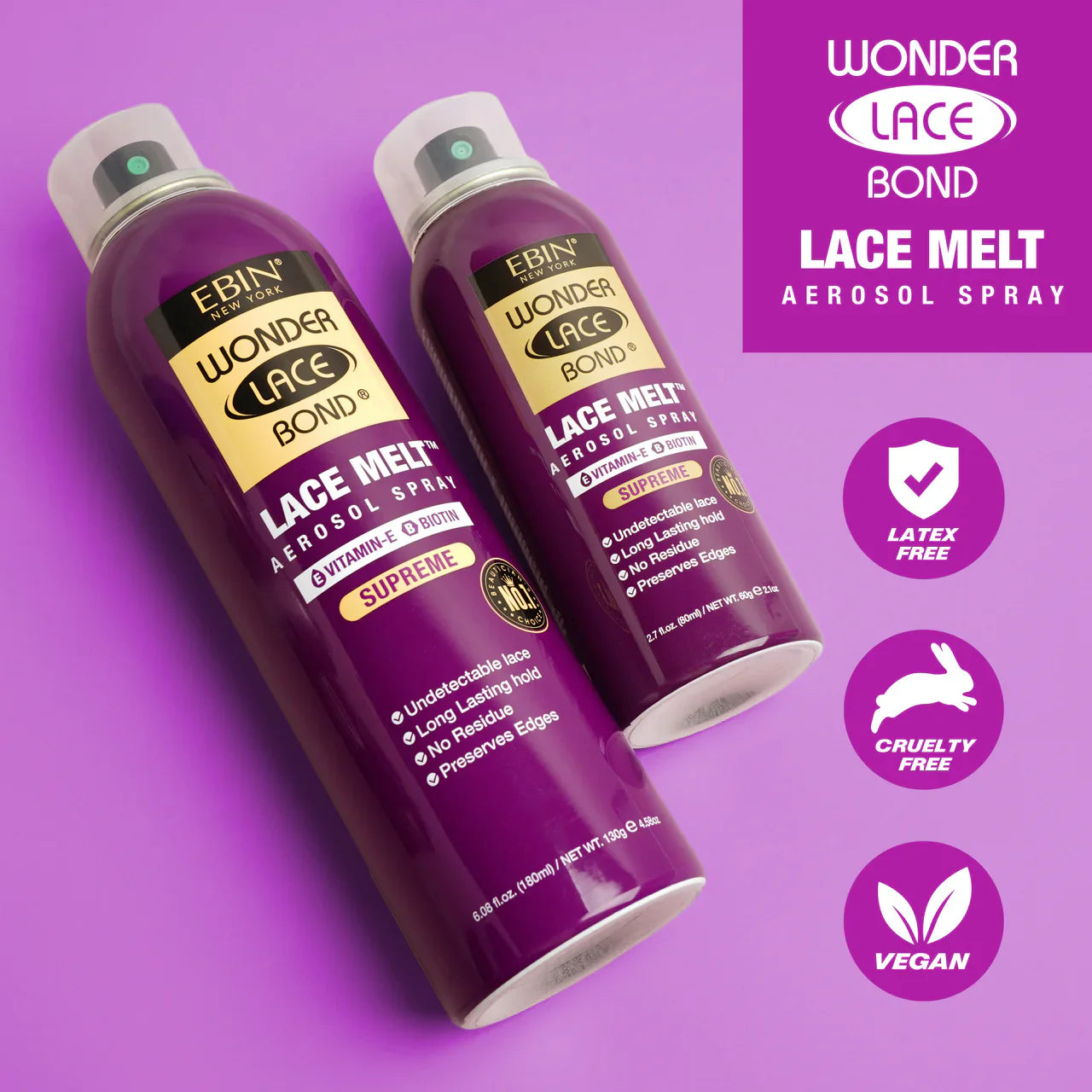 Ebin Wonder Lace Bond Lace Melt Aerosol Spray Vitamin E 80ml