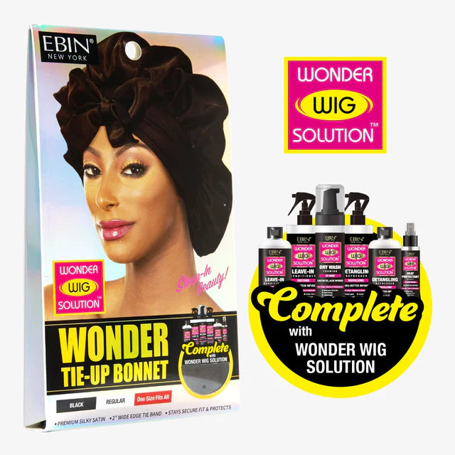 Ebin Wonder Wig Tie Up Bonnet Black