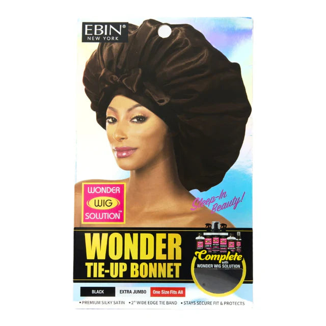 Ebin Wonder Wig Tie Up Bonnet Black