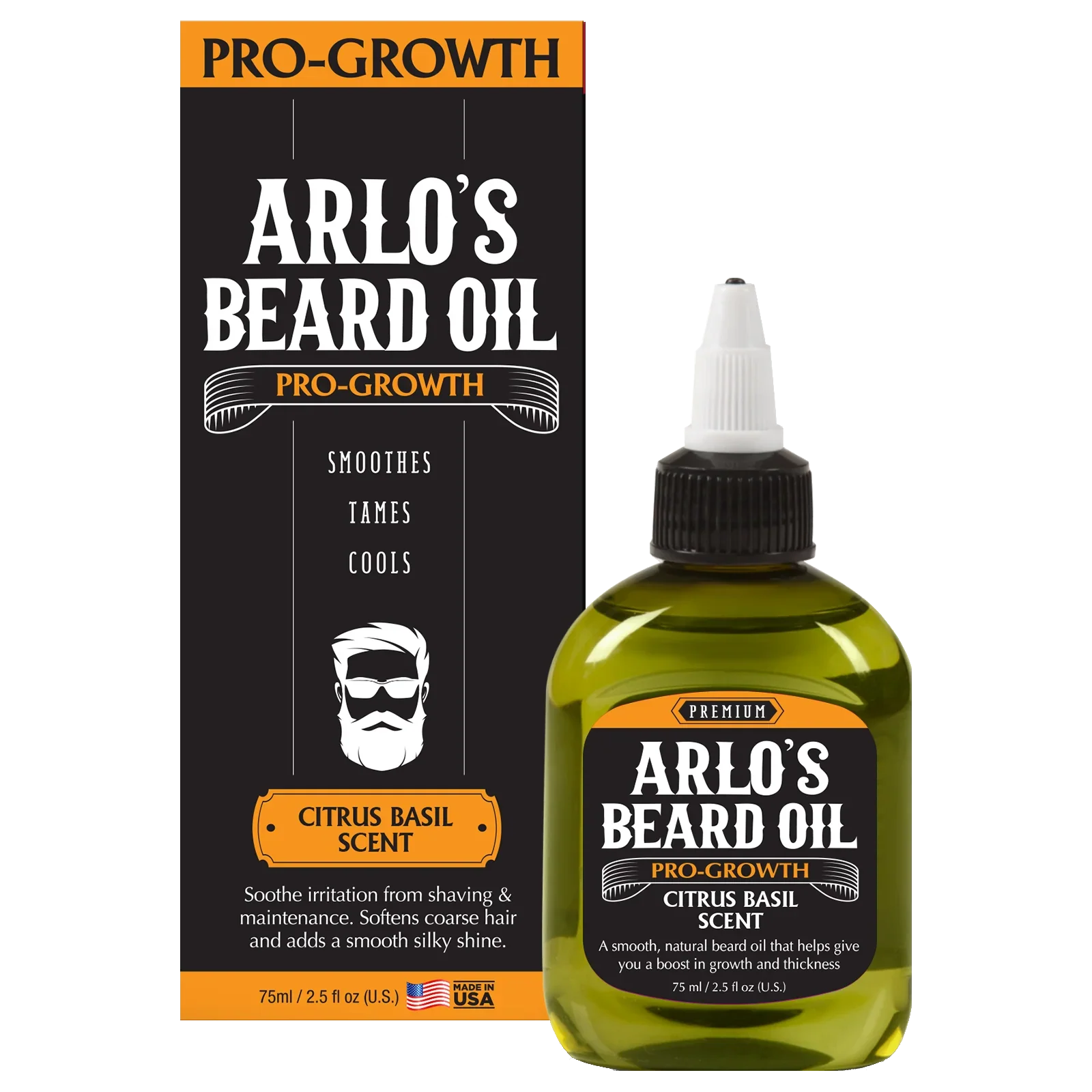 Arlo's Pro Growth Beard Oil Citrus Basil 75ml/2.25oz