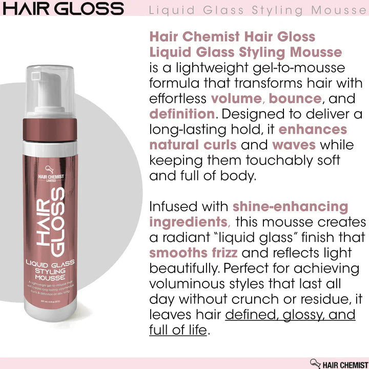 Hair Chemist Hair Gloss Liquid Glass Styling Mousse 237ml/8oz