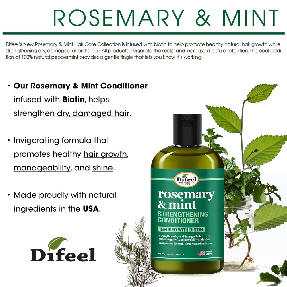 Difeel Rosemary & Mint Hair Strengthening Conditioner with Biotin 354ml