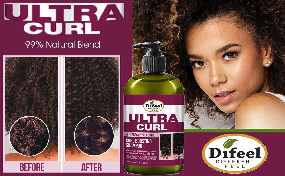 Difeel Ultra Curl with Argan & Shea Butter Curl Boosting Shampoo 12oz