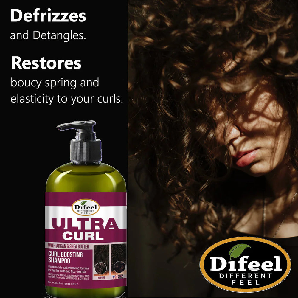 Difeel Ultra Curl with Argan & Shea Butter Curl Boosting Shampoo 12oz