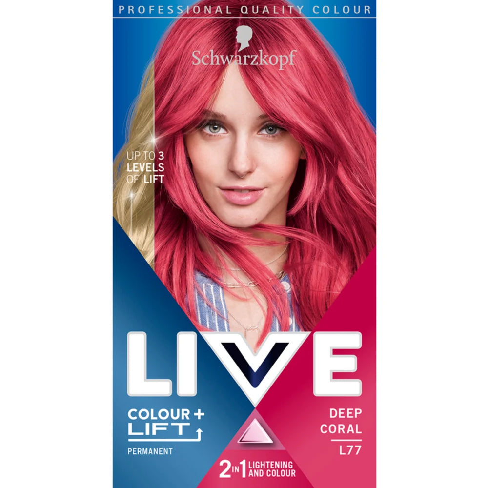 Schwarzkopf Live Colour + Lift Permanent Hair Colour Dye L77 Deep Coral