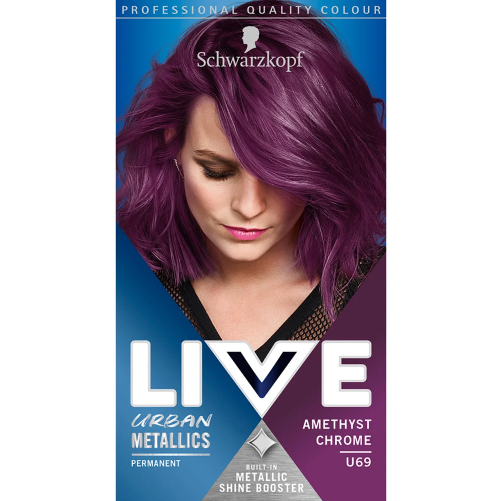Schwarzkopf Live Urban Metallics Permanent Hair Colour Dye U69 Amethyst Chrome