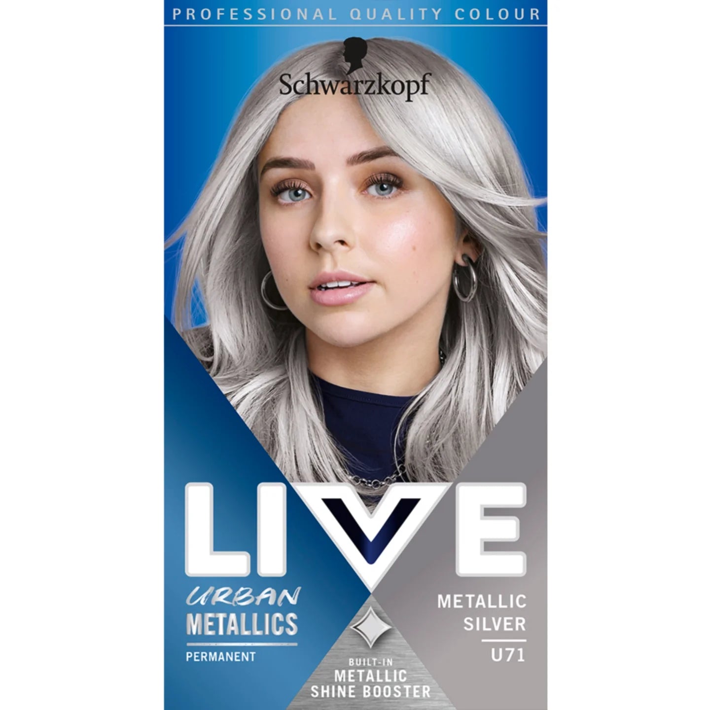 Schwarzkopf Live Urban Metallics Permanent Hair Colour Dye U71 Metallic Silver