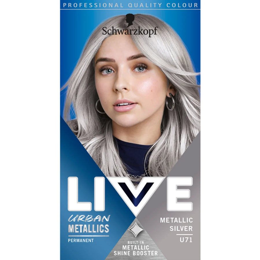 Schwarzkopf Live Urban Metallics Permanent Hair Colour Dye U71 Metallic Silver