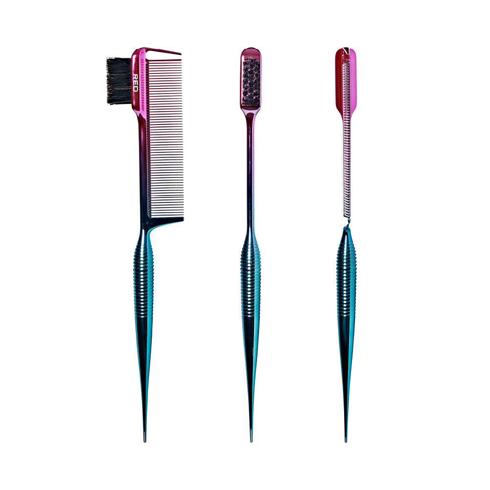 Red By Kiss 100% Boar Bristle 3-in-1 Edge & Parting rat tail Comb