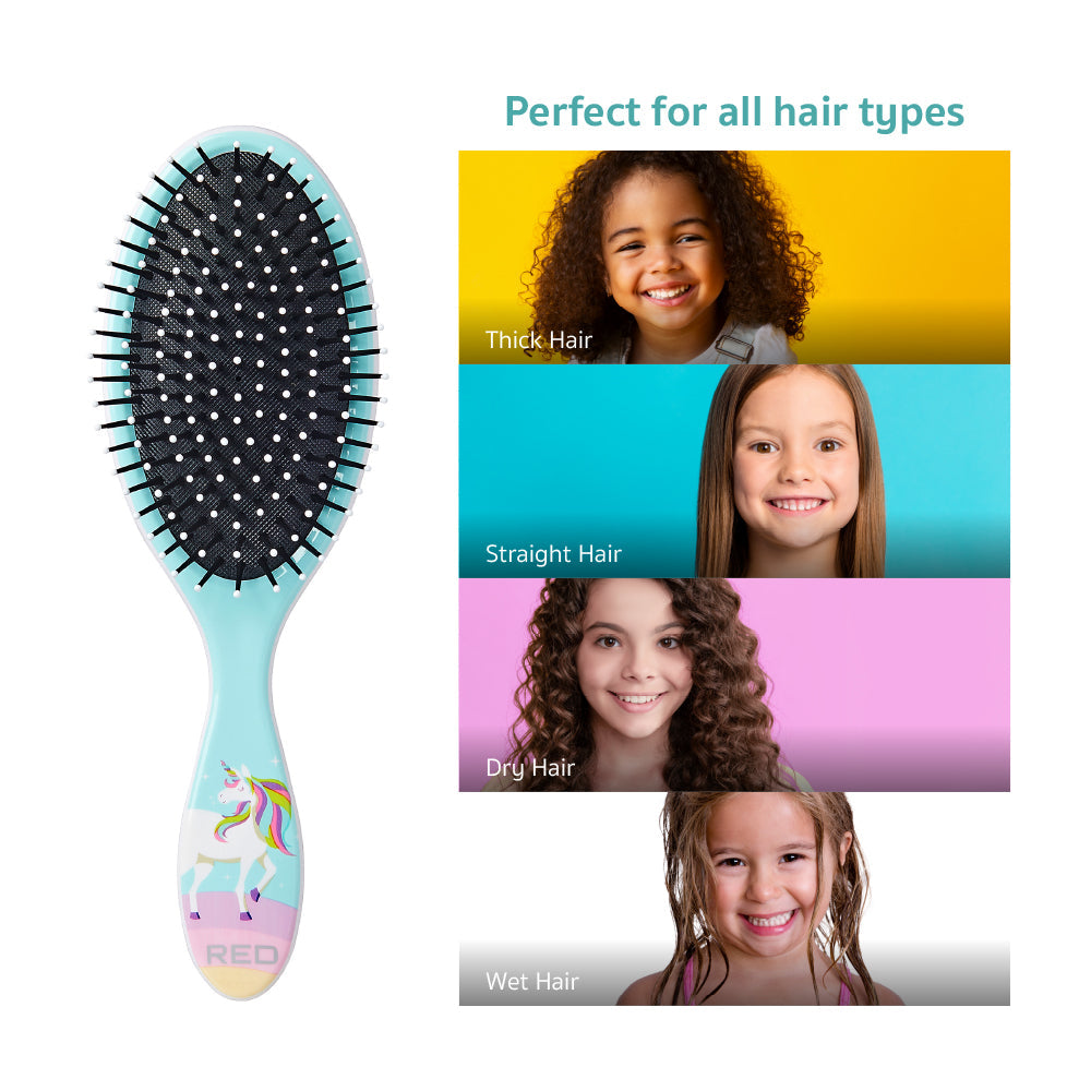 Red By Kiss Mythical Animals Oval Detangling Brush Rainbow
