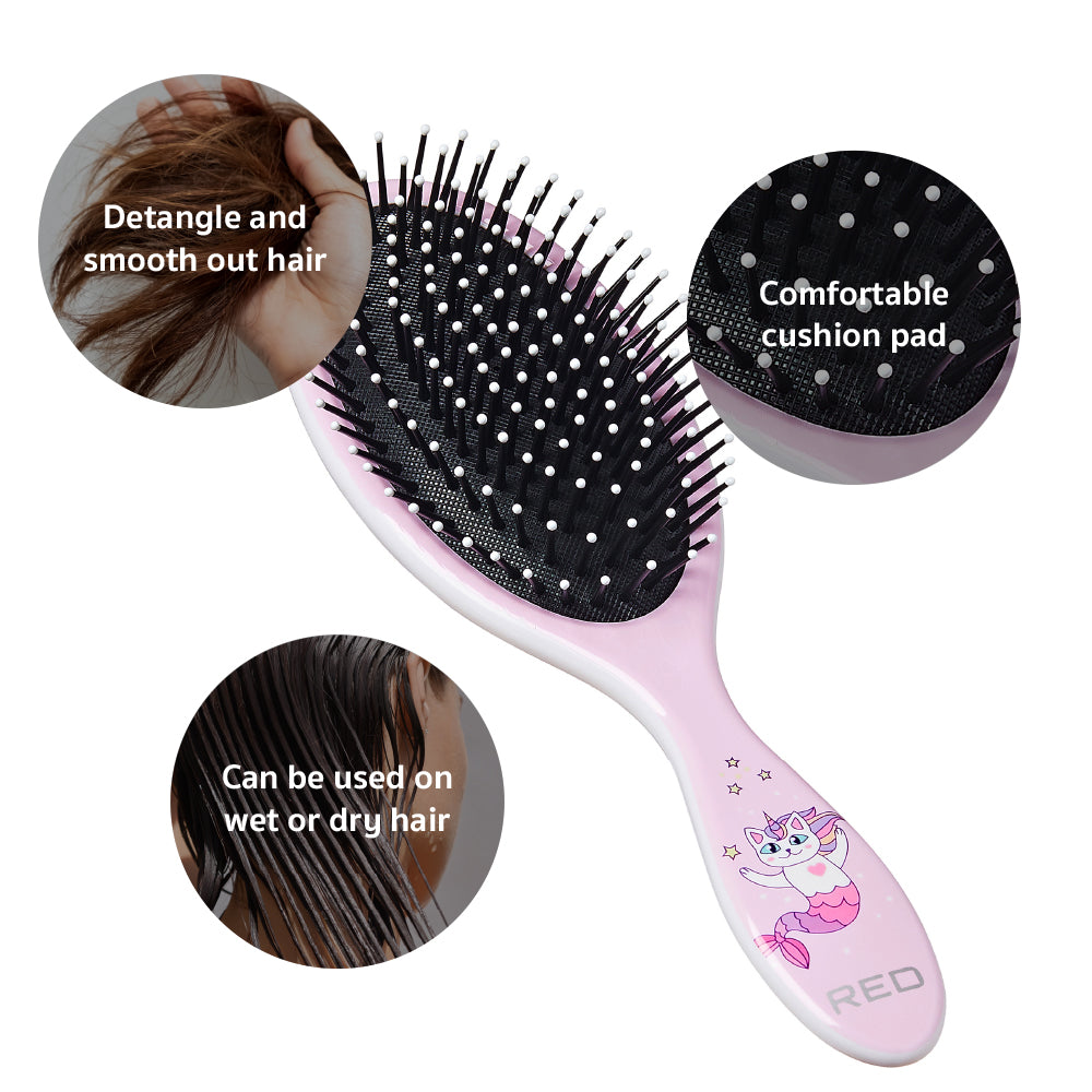 Red By Kiss Mythical Animals Oval Detangling Brush Catmermaid
