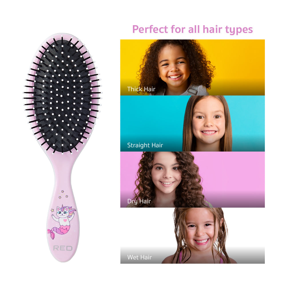 Red By Kiss Mythical Animals Oval Detangling Brush Catmermaid