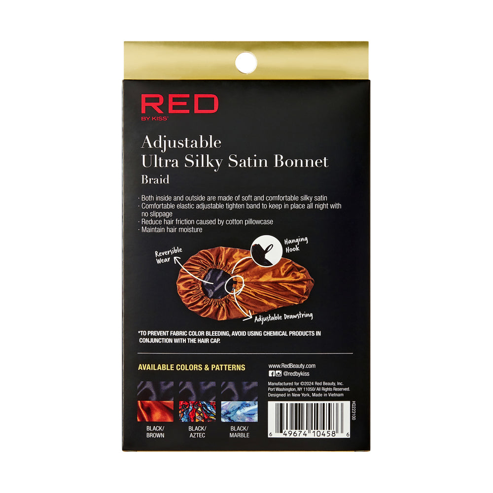 Red By Kiss Reversible Silky Satin Adjustable Bonnet