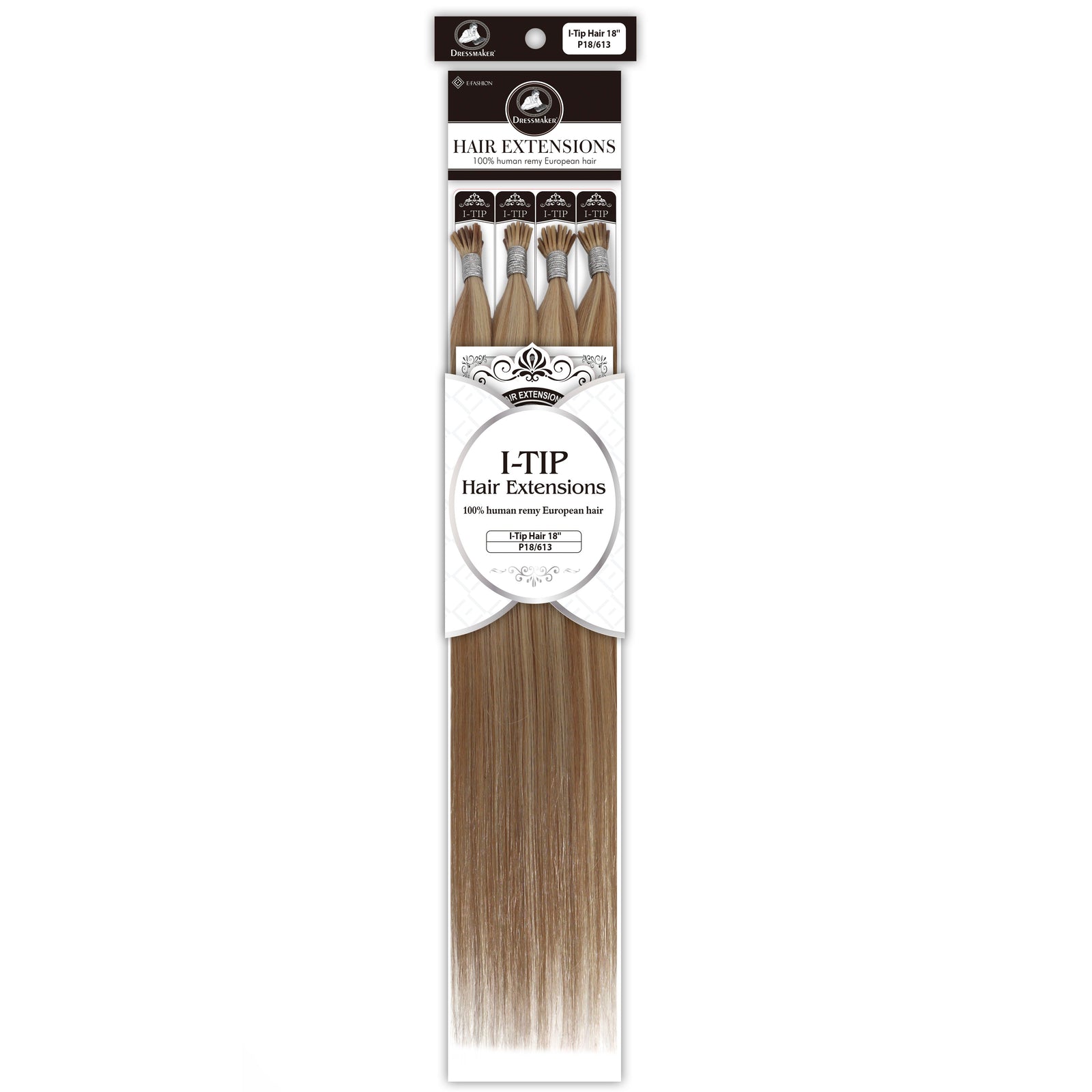 Dressmaker 100% Human Remy European I-Tip Straight Hair Extensions (100pcs)