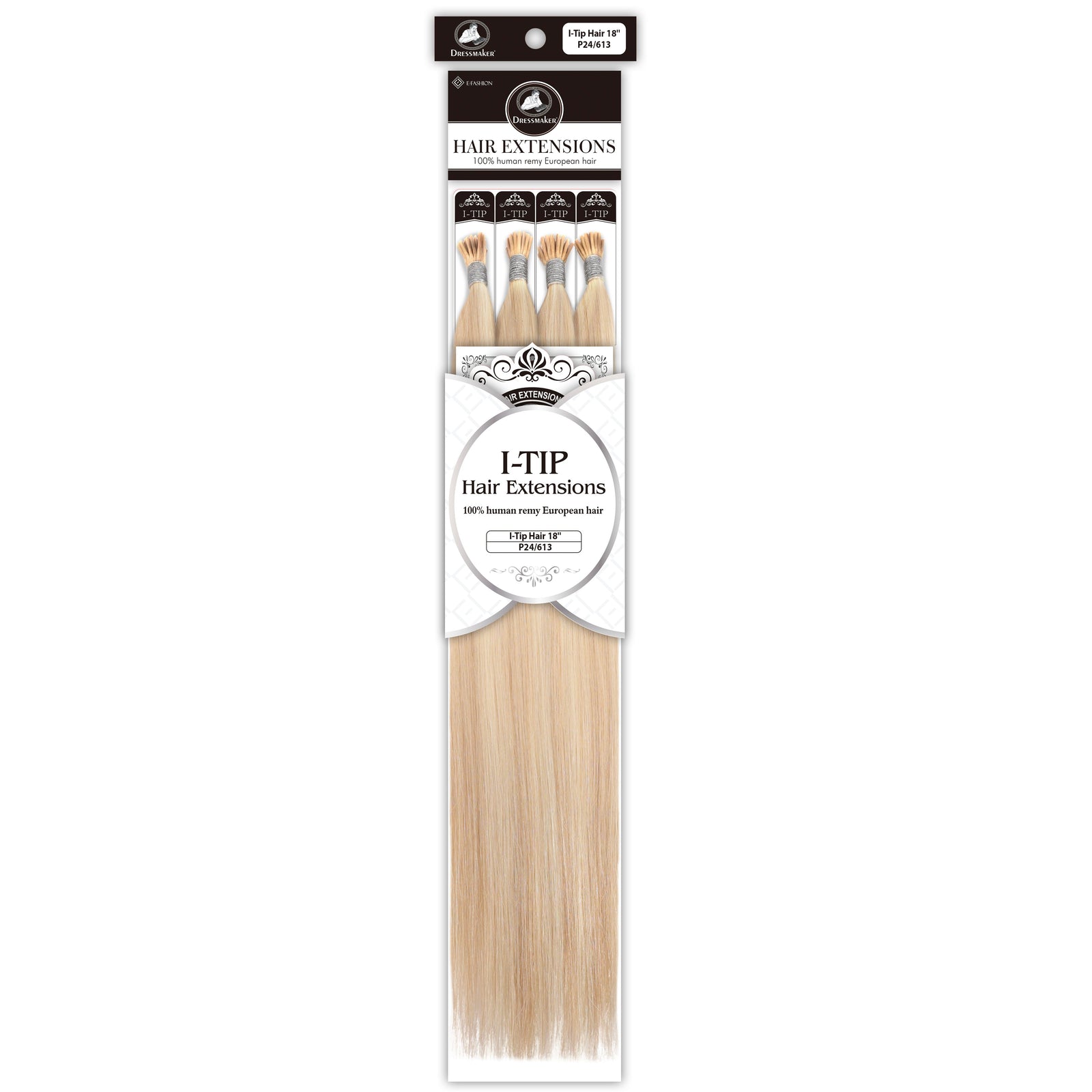 Dressmaker 100% Human Remy European I-Tip Straight Hair Extensions (100pcs)