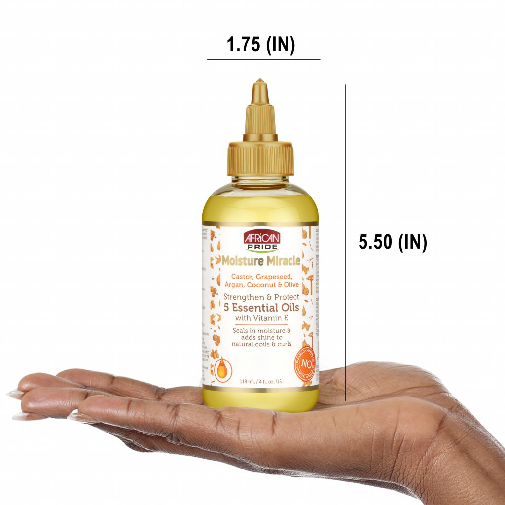 African Pride Moisture Miracle 5 Essential Oils (Castor, Grapeseed, Argan, Coconut & Olive) 118ml/4oz