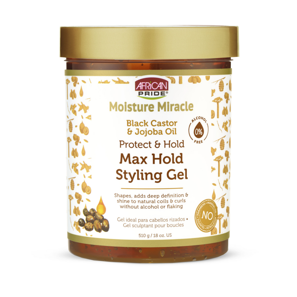 African Pride Moisture Miracle Black Castor & Jojoba Oil Max Hold Styling Gel 510g/18oz