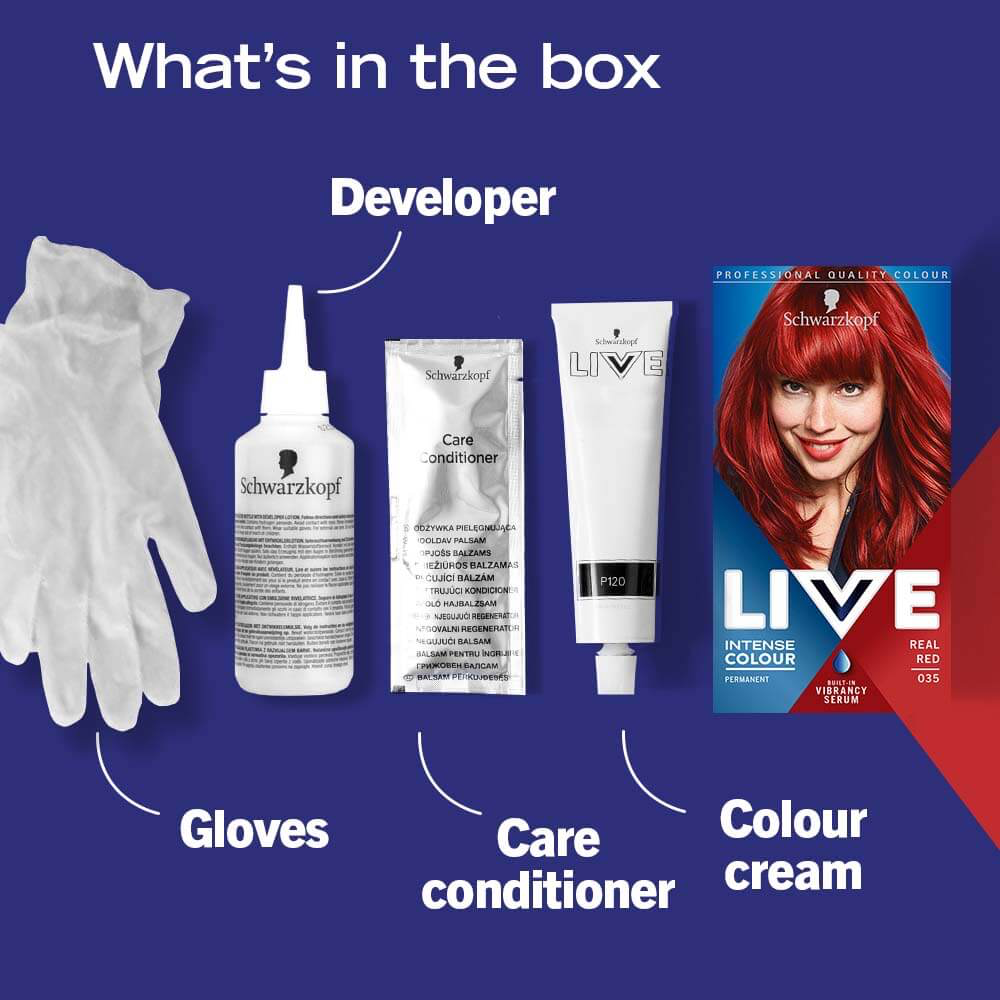 Schwarzkopf Live Intense Colour Permanent Hair Colour Dye 035 Real Red