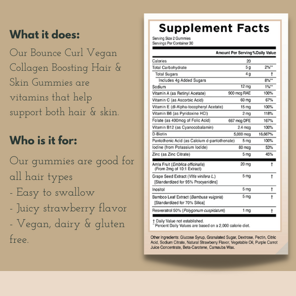 Bounce curl Vegan Collagen Boosting Hair & Skin Gummies