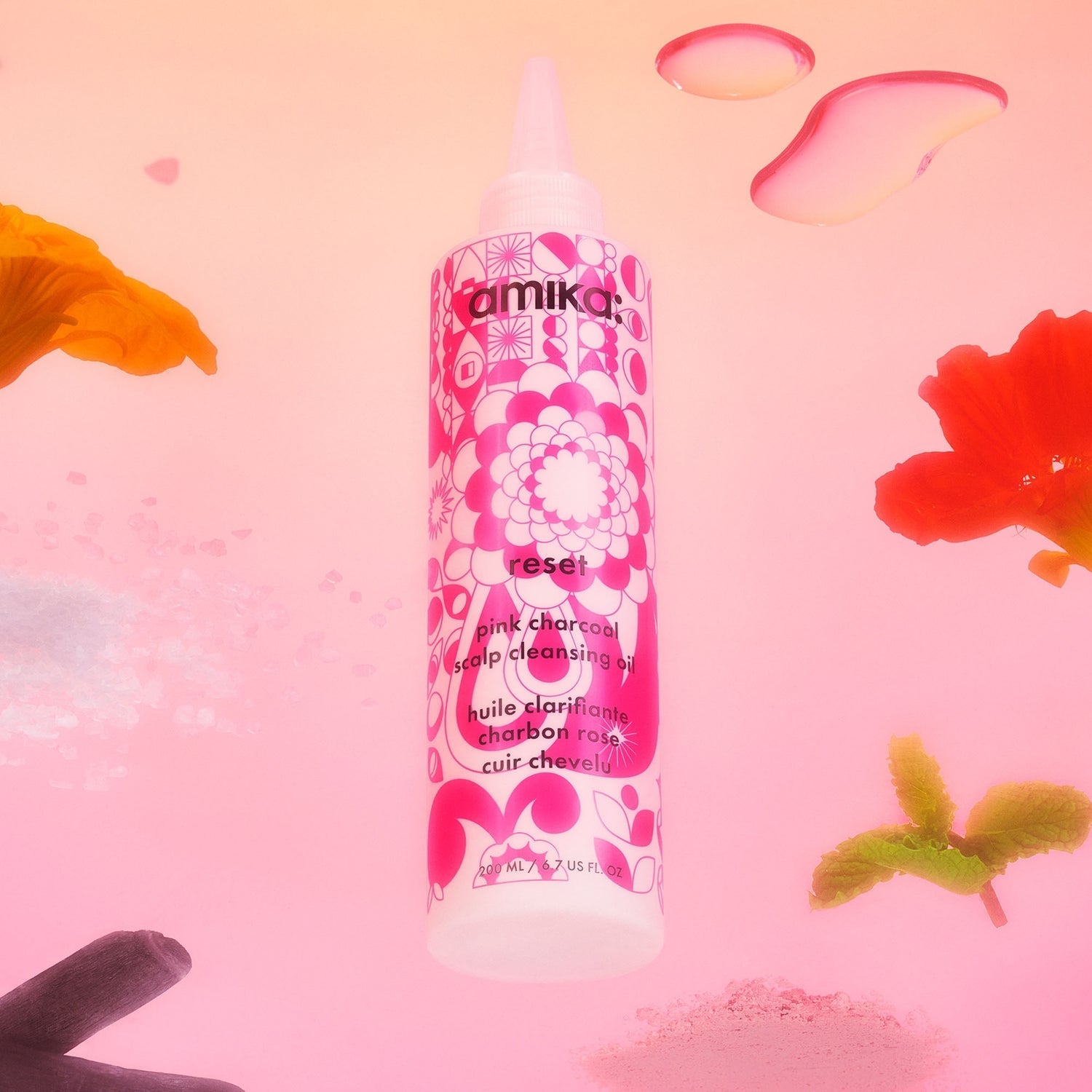 Amika Reset Pink Charcoal Scalp Cleansing Oil 200ml/6.7oz