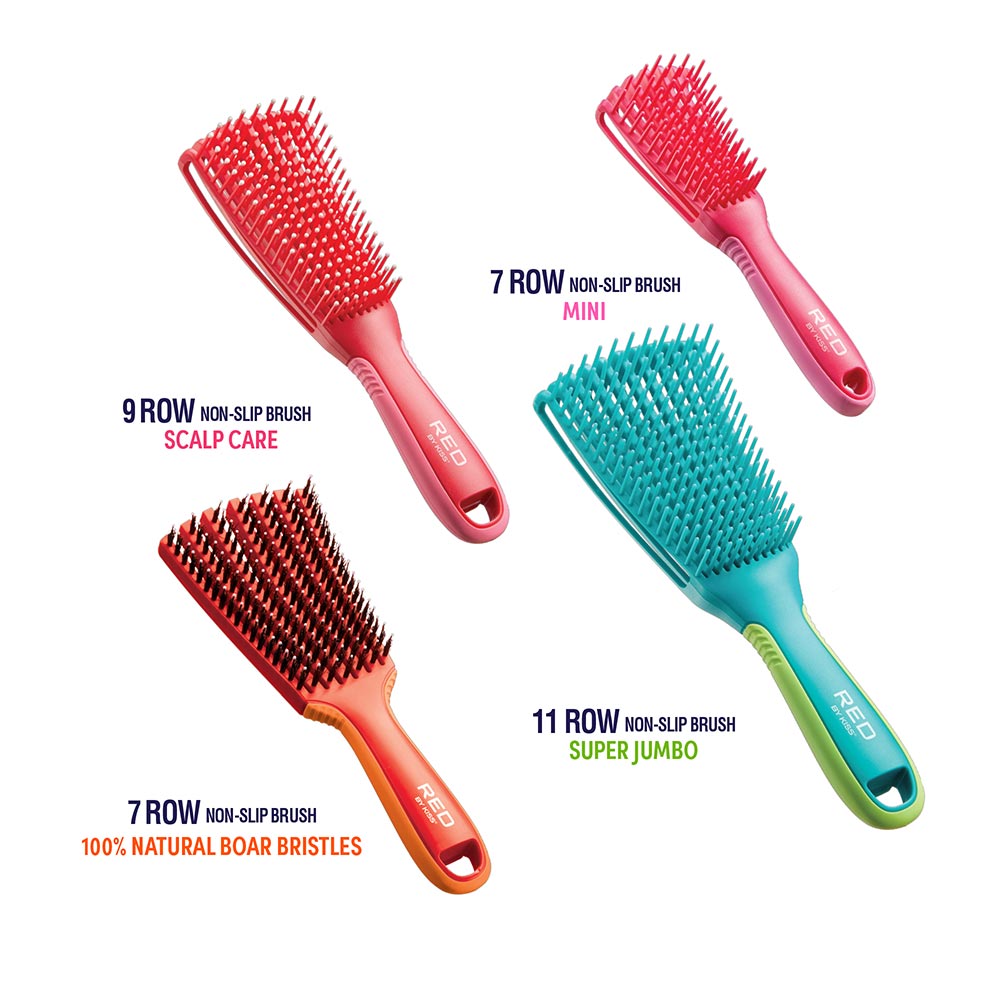 Red By Kiss EZ Glide 9 row non slip Detangling Brush