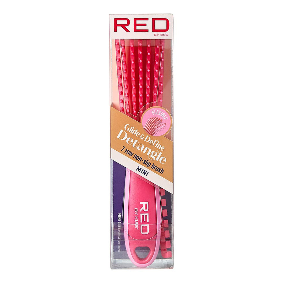 Red By Kiss EZ Glide 7 row non slip Detangling Brush mini