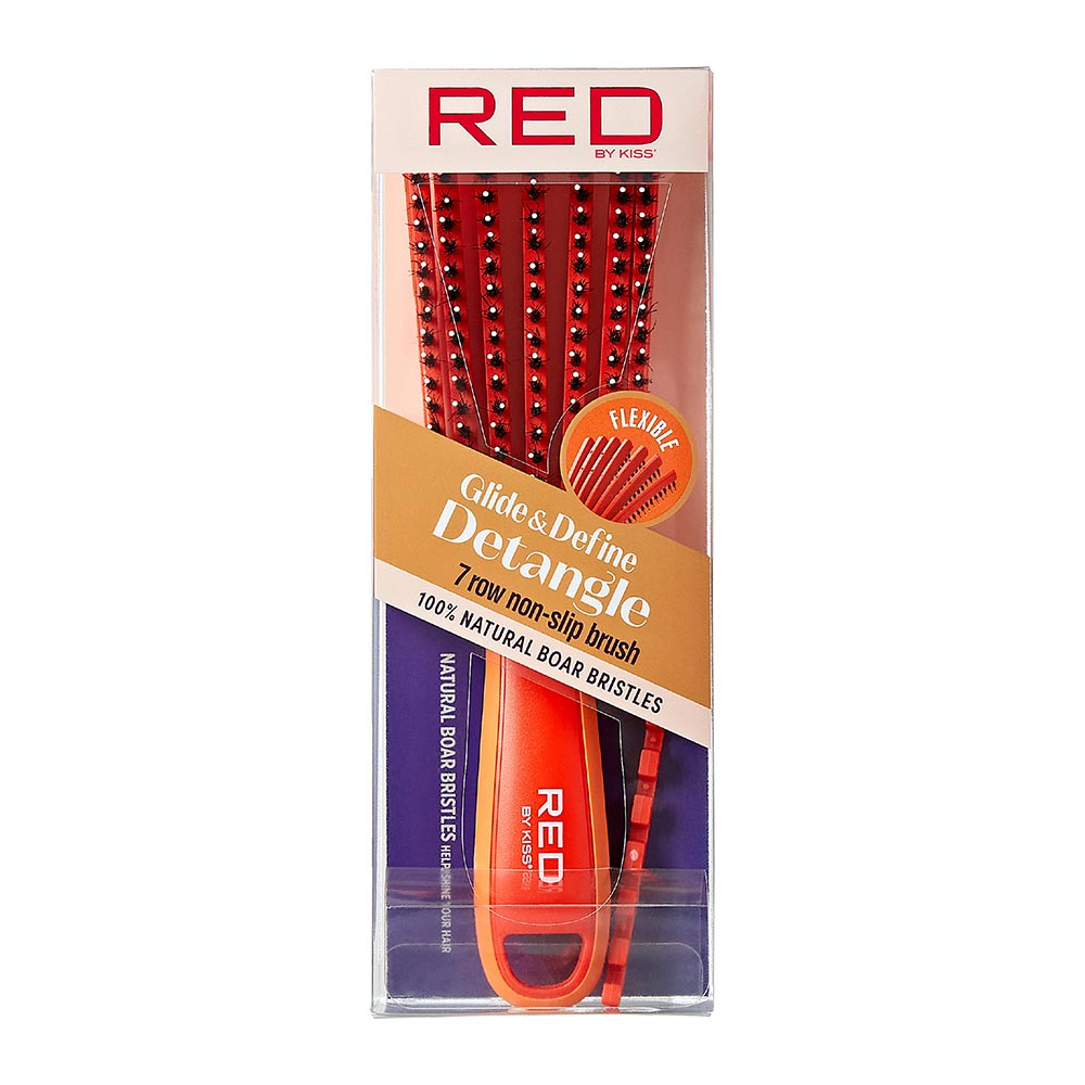 Red By Kiss EZ Glide 7 row non slip Detangling Brush boar