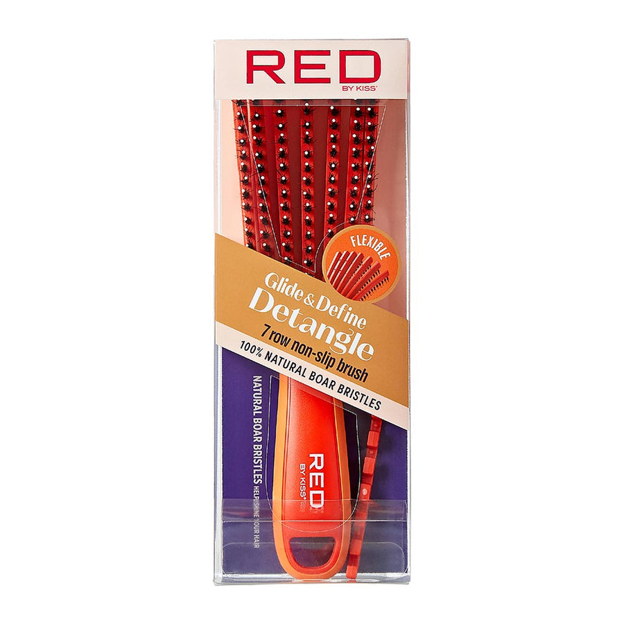 Red By Kiss EZ Glide 7 row non slip Detangling Brush boar