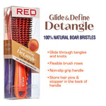 Red By Kiss EZ Glide 7 row non slip Detangling Brush boar