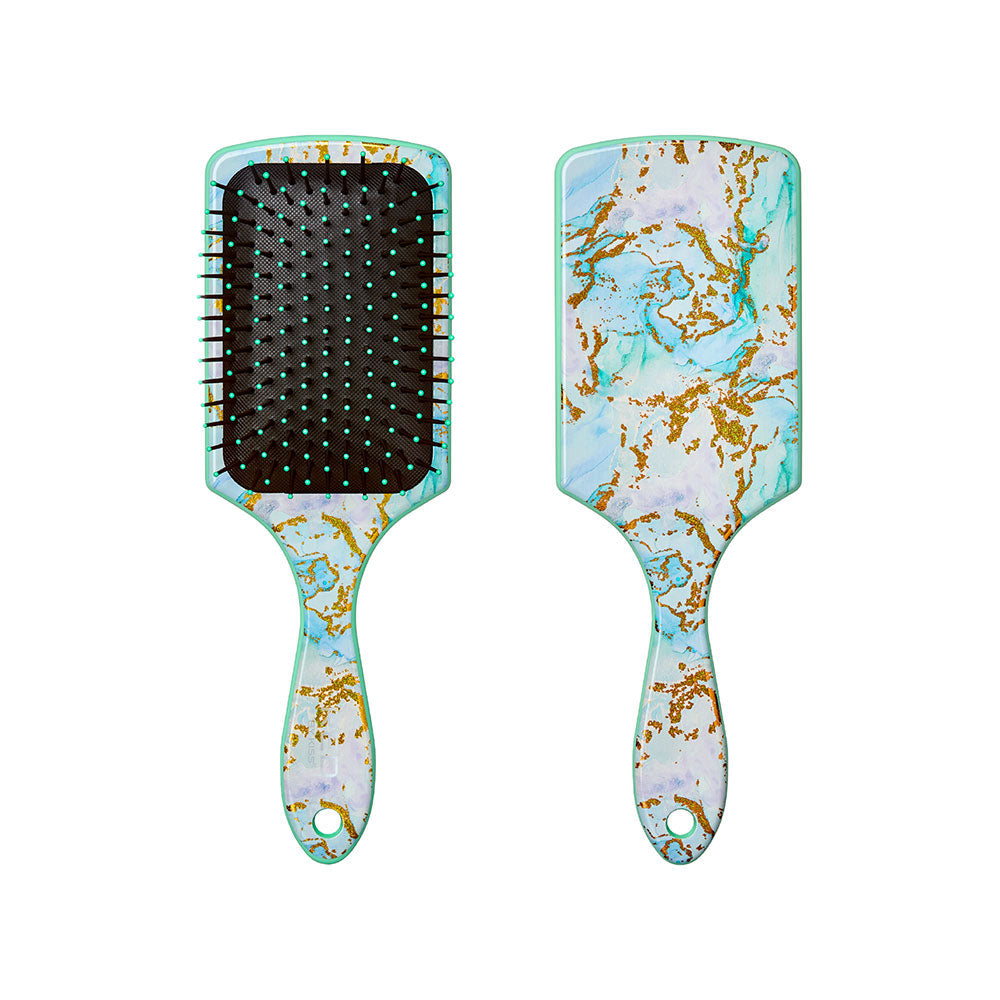Red By Kiss Square Paddle Designed Brush – Aqua Marble  Wet To Dry Detangling