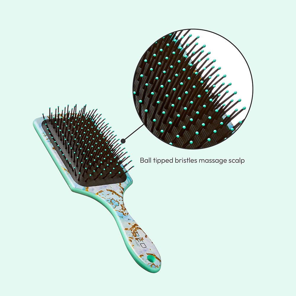Red By Kiss Square Paddle Designed Brush – Aqua Marble  Wet To Dry Detangling