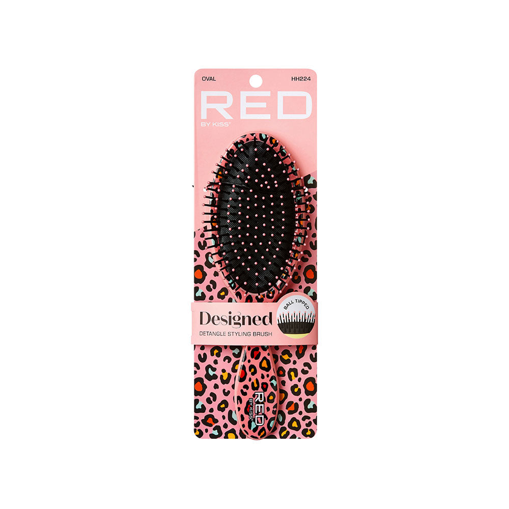 Red By Kiss Oval Designed Brush – Pink Leopard  Wet To Dry Detangling