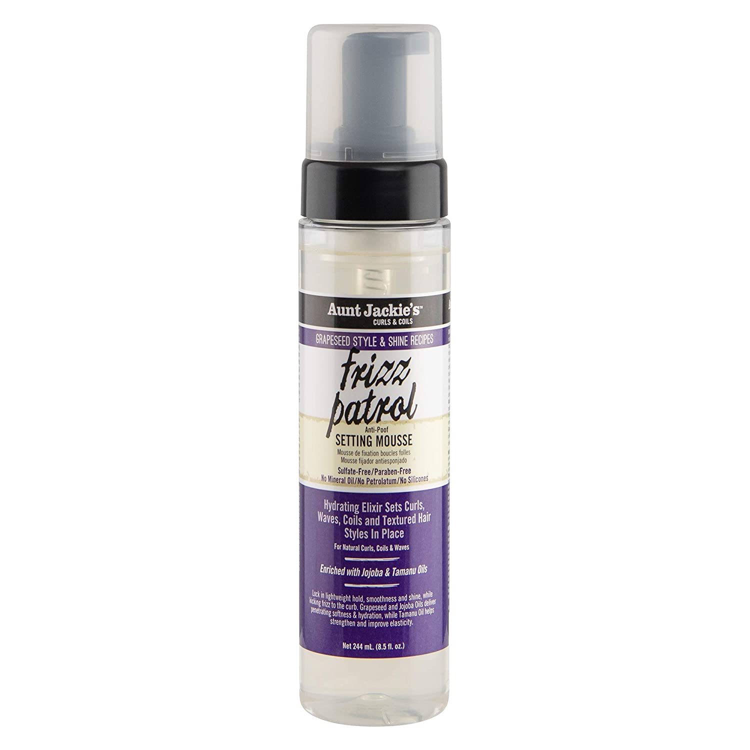 Aunt Jackie's Curls & coils  Frizz Patrol Anti-Poof Twist & Curl Setting Mousse 244ml/8.5oz