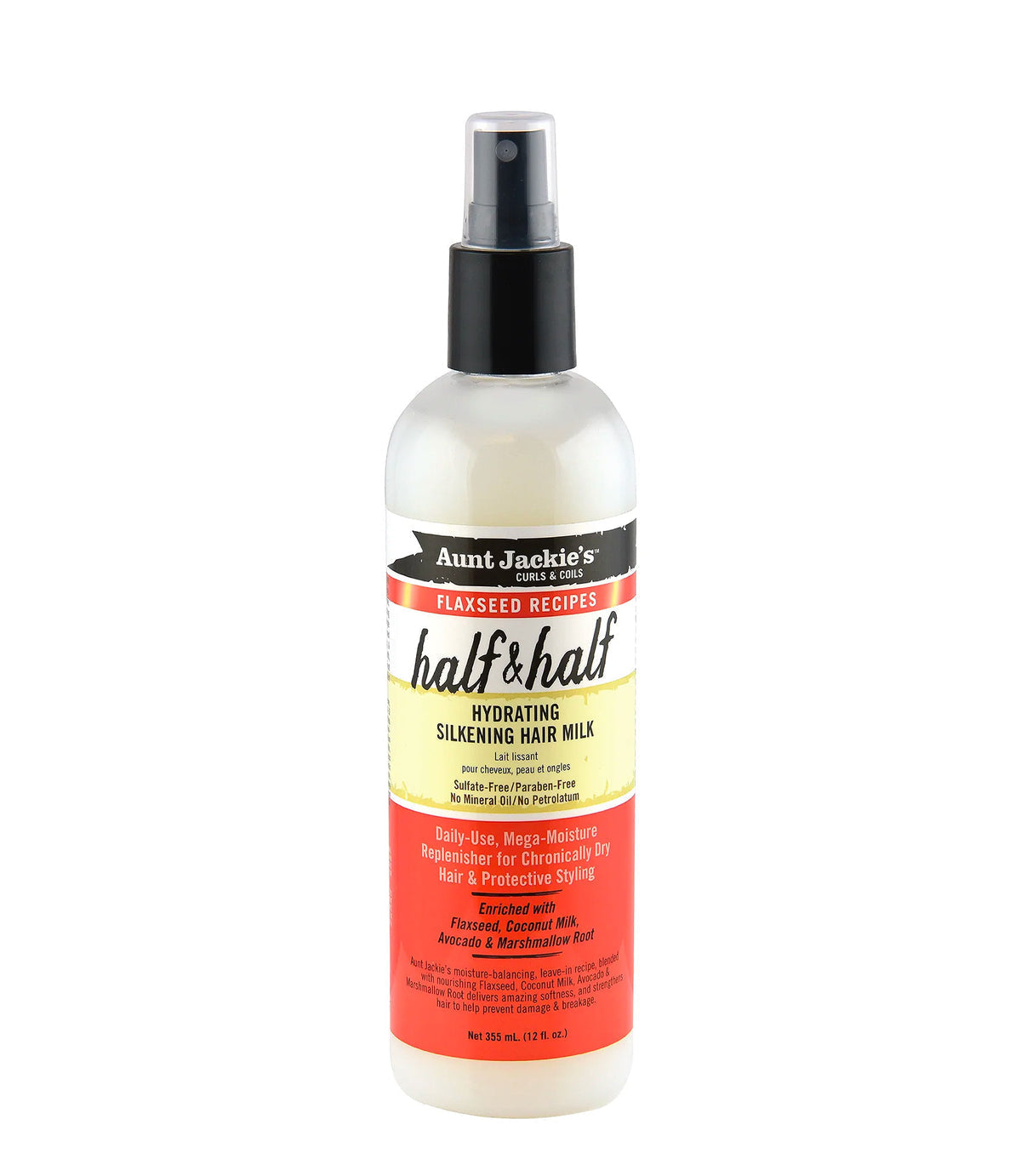 Aunt Jackie's Curls & coils  Half & Half – Hydrating Silkening Hair Milk 355ml/12oz