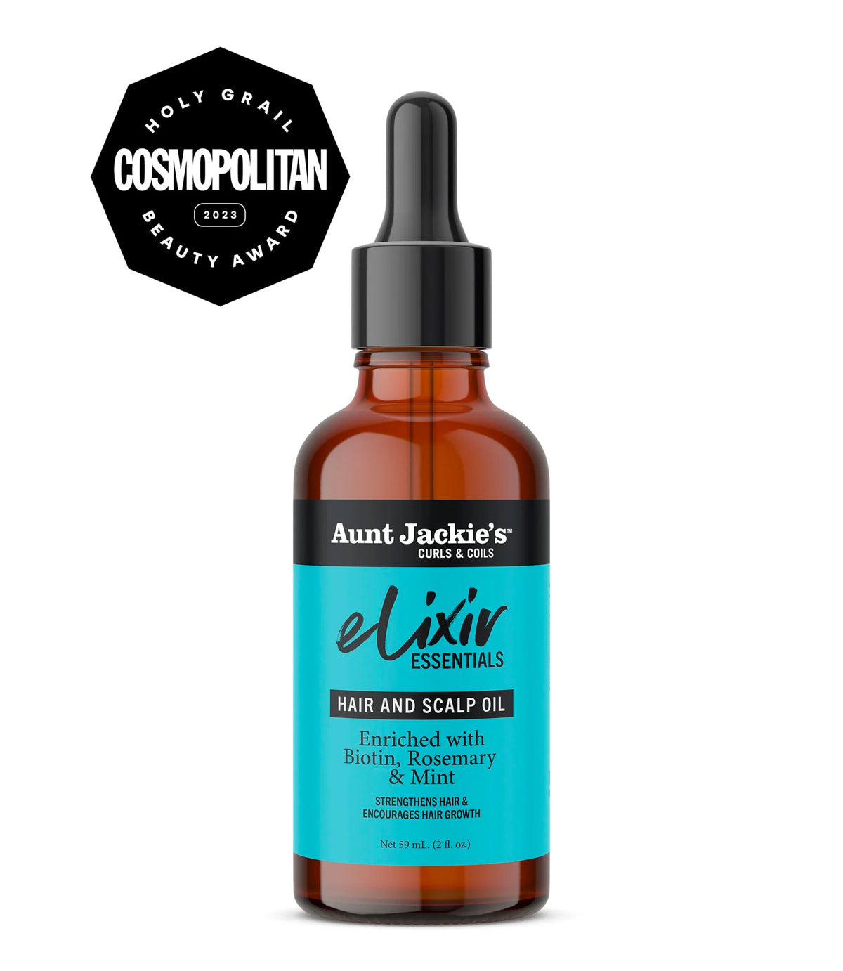 Aunt Jackie's Curls & coils  Elixir Essentials: Biotin & Rosemary Hair & Scalp Oil 59ml/2oz