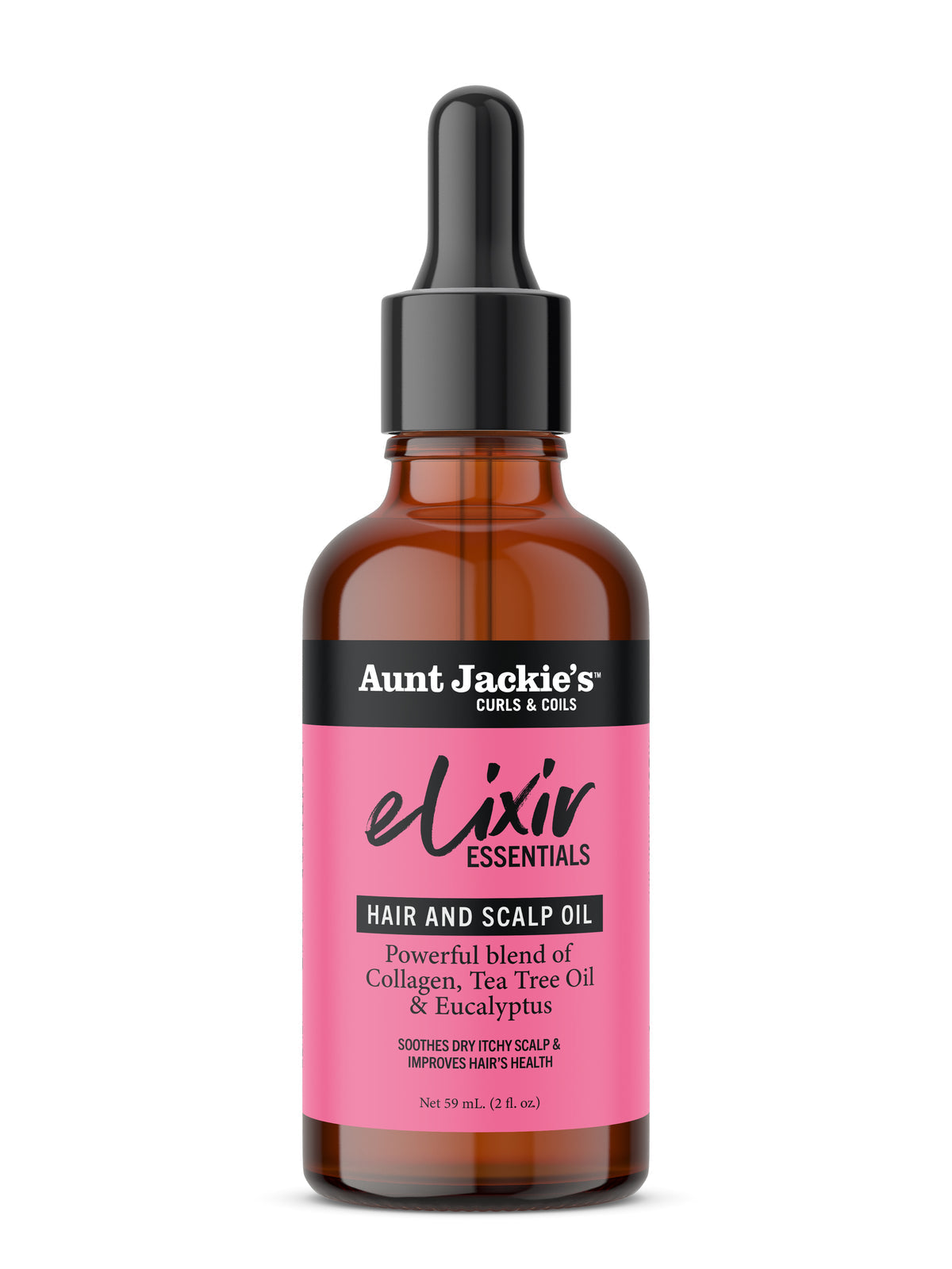 Aunt Jackie's Curls & coils Elixir Essentials Collagen & Tea Tree Hair & Scalp Oil 59ml/2oz