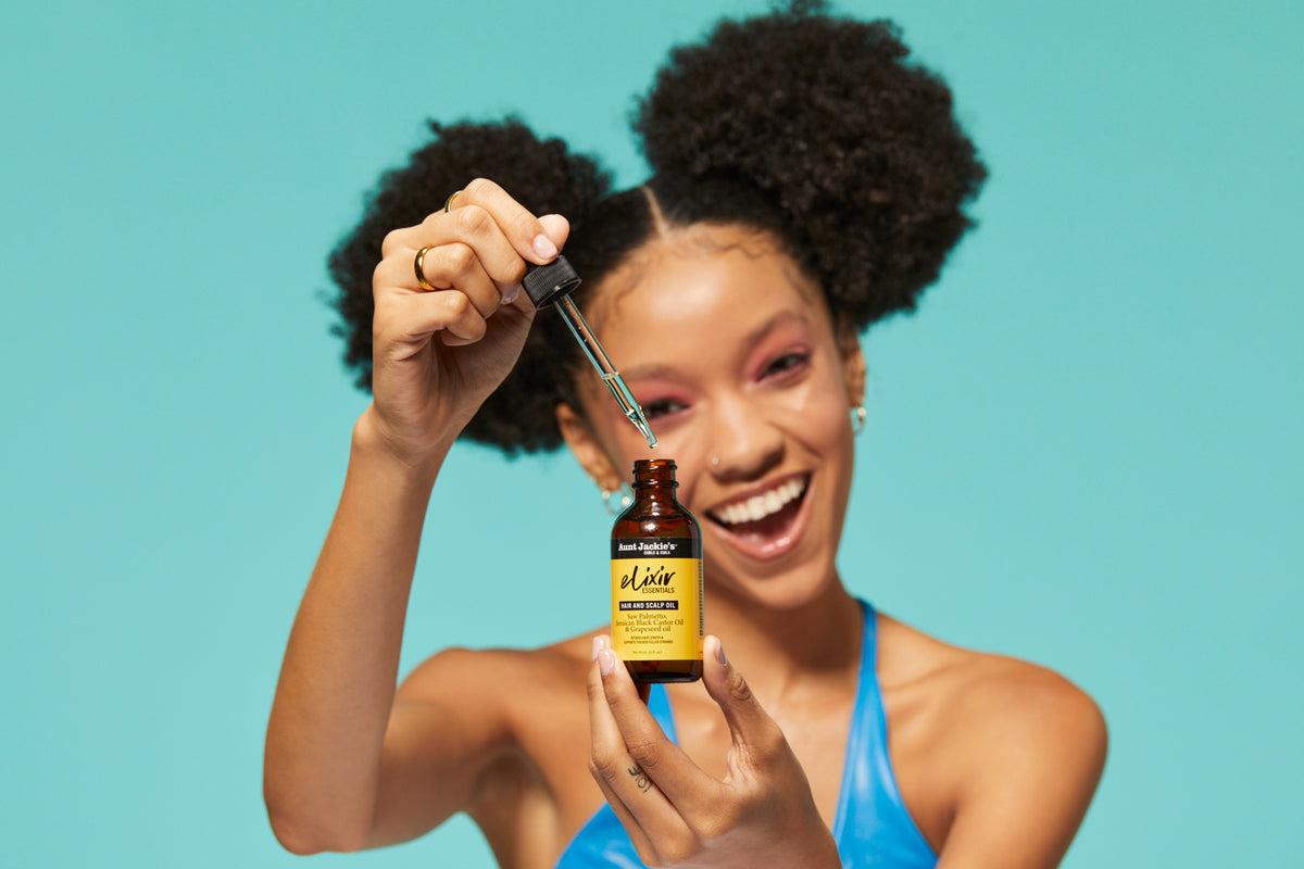 Aunt Jackie's Curls & coils  Elixir Essentials Saw Palmetto & Jamaican Black Castor Hair & Scalp 59ml/2oz