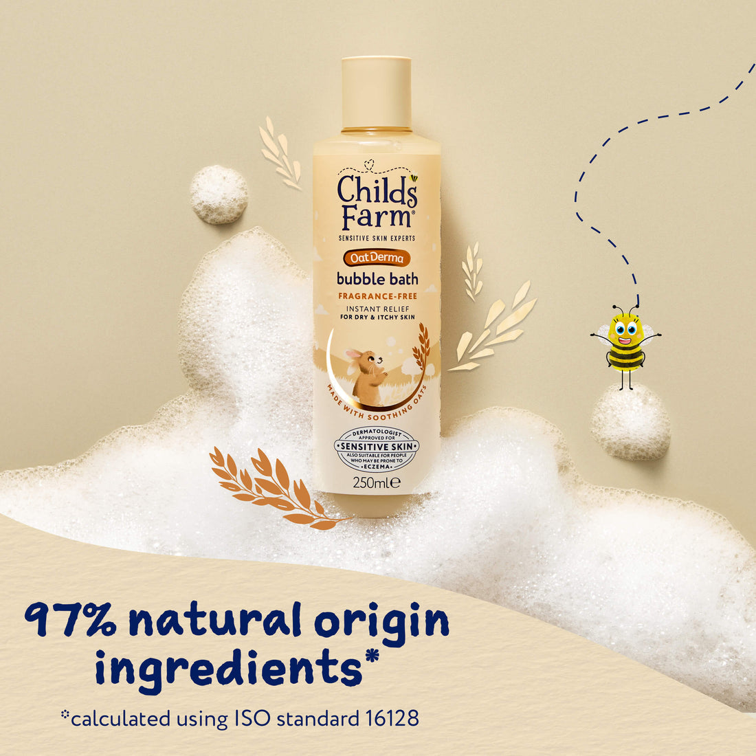 Childs Farm Sensitive Skin Experts Oat Derma Fragrance Free Bubble Bath 250ml