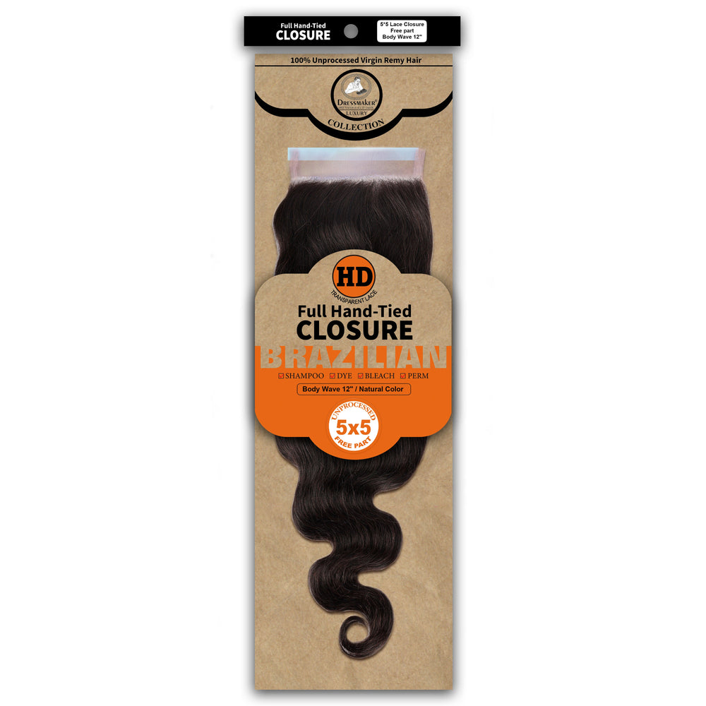 Dressmaker 100% Unprocessed Virgin Remy HD Luxury Lace Closure Body Wave 5X5 Free Part
