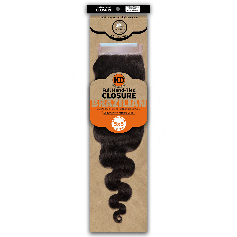 Dressmaker 100% Unprocessed Virgin Remy HD Luxury Lace Closure Body Wave 5X5 Free Part
