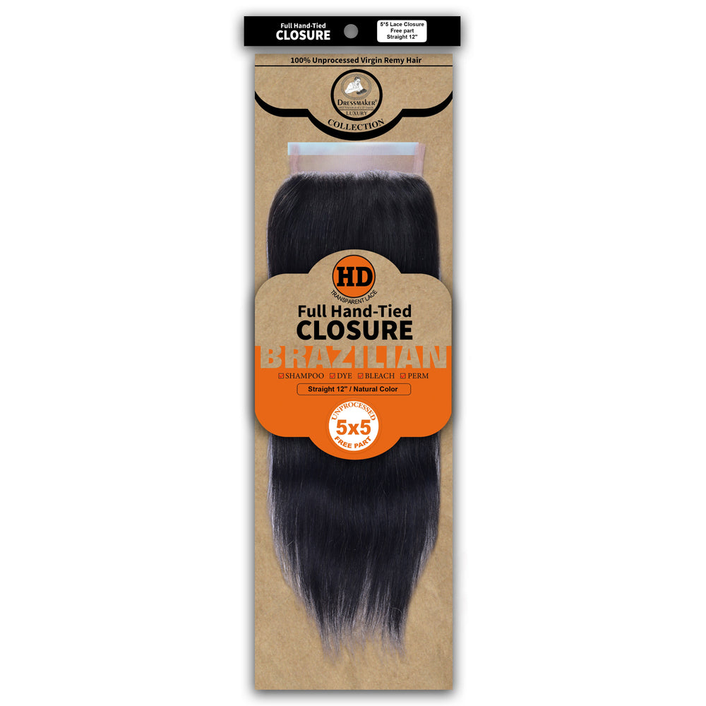 Dressmaker 100% Unprocessed Virgin Remy HD Luxury Lace Closure Straight 5X5 Free Part