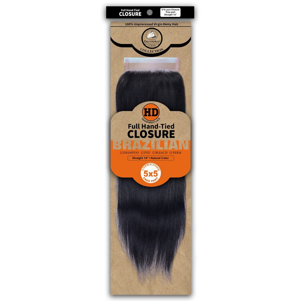 Dressmaker 100% Unprocessed Virgin Remy HD Luxury Lace Closure Straight 5X5 Free Part